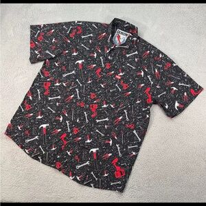 DIXXON Black and Red Casual Button Down bamboo short sleeve